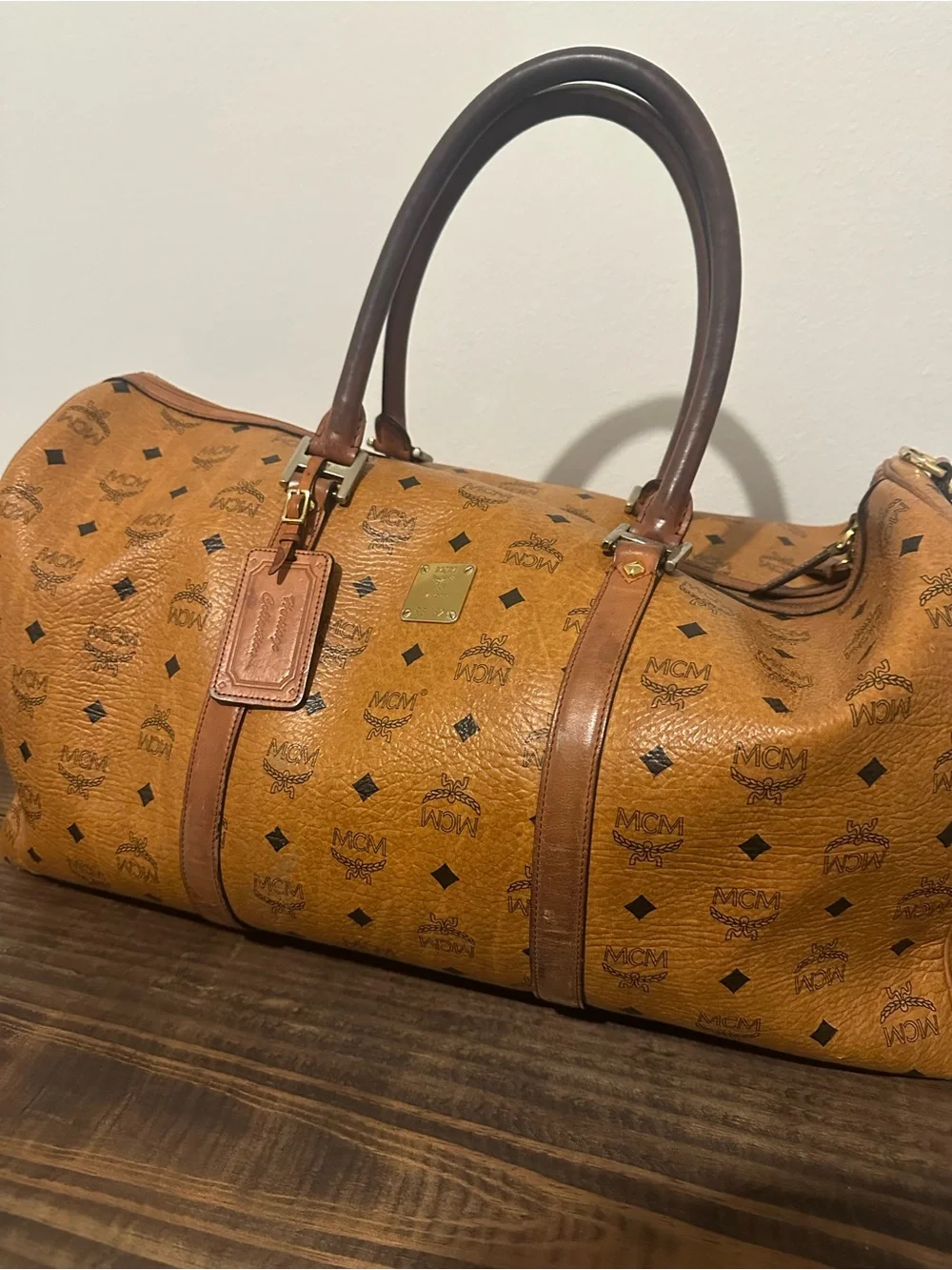 Vintage MCM Cognac Visetos Leather Weekender Bag